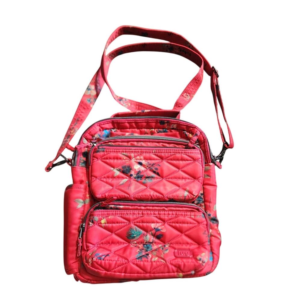 Lug Compass Floral Crossbody Red Bag